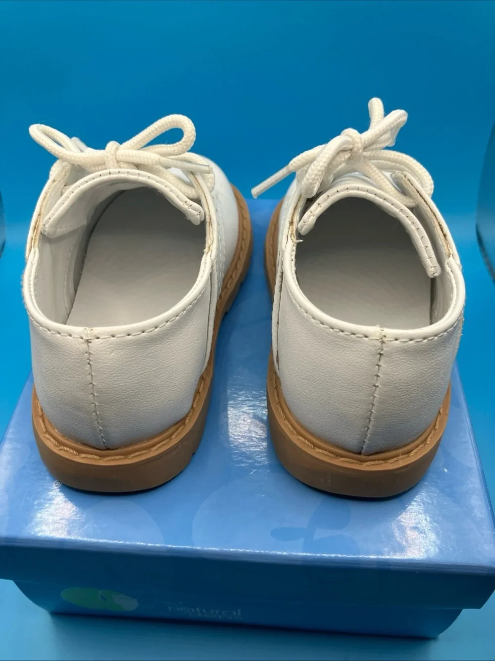 Kids White Lace-Up Casual Shoes with Tan Sole